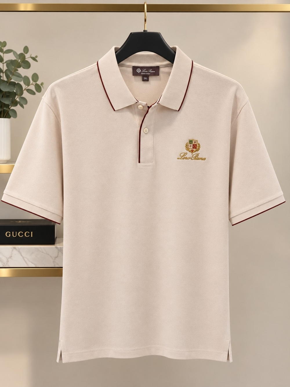 Loro Piana Classic Cream Polo Shirt with Contrast Trim